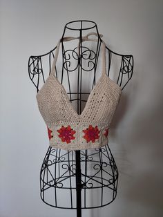 Crochet Top "Boho Flowers" with adjustable straps - easy fit for most sizes hand-made  in 100% cotton Made in Italy Handmade Fitted Crochet Hippie Top, Fitted Handmade Hippie Crochet Top, Bohemian Crochet Tops, One Size, Crochet Top Boho, Bohemian Crochet Lace Crop Top Halter, Hippie Sleeveless Crochet Crop Top, Boho Flowers, Cropped Tube Top, Tube Top