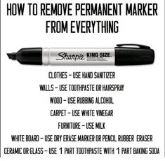 an advertisement with the words how to remove permanent marker from everything in black and white