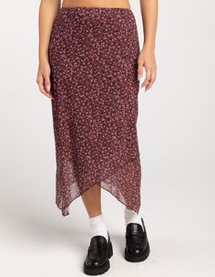 RSQ Womens Low Rise Asymmetrical Mesh Midi Skirt - BURGUNDY COMBO | Tillys Trendy Bottoms With Asymmetrical Hem For Spring, Versatile Asymmetrical Bottoms For Spring, Casual Bottoms With Asymmetrical Hem For Spring, Casual Asymmetrical Hem Bottoms For Spring, Trendy Asymmetrical Skirt For Spring, Trendy Bottoms With Asymmetrical Hem For Summer, Trendy Asymmetrical Hem Summer Bottoms, Trendy Asymmetrical Hem Bottoms For Summer, Casual Asymmetrical Denim Skirt