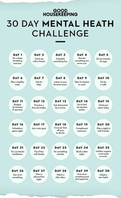 the 30 day mental health challenge is shown in this graphic style, which includes an image of