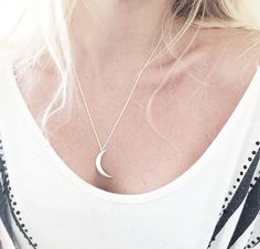 A slice of the moon hangs effortlessly on this dainty necklace ❤— d e t a i l s —-hand crafted in sterling silver-moon necklace measures 3cm tall-completed in a mirror finish-includes a 45cm silver chain*available in gold on request-All Lola&Cash jewellery will arrive gift wrapped>>>——————————<<<>>>——————————<< Dainty Moon-shaped Jewelry For Everyday, Minimalist Jewelry With Moon Charm, Minimalist Everyday Necklaces With Moon Phase, Minimalist Handmade Moon Necklaces, Delicate Half Moon Jewelry With Moon Phase Detail, Bohemian Sterling Silver Moon Charm Necklace, Bohemian Sterling Silver Necklace With Moon Charm, Dainty Moon Phase Necklace For Everyday, Dainty Moon-shaped Handmade Necklace