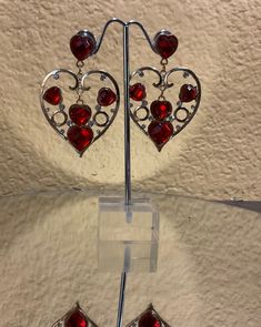 Women’s red, metal earrings. New condition, size OS. Detailed measurements: Length - 2 inches Goth Accessories, Goth Wedding, Summer Wines, Kawaii Accessories, Dope Jewelry, Funky Jewelry, Metal Earrings, Stylish Jewelry, Jewelry Inspo