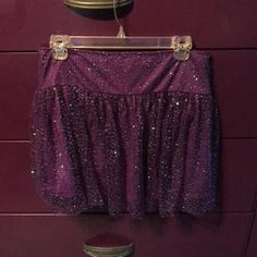 Pretty Purple Material With Purple Sheer With Sparkle Detail Overlay. Wide Waist Band And Gathered Skirting And Side Zipper. Xl Concert Fit, Dream School, Purple Skirt, Concert Fits, Pretty Purple, Wide Waist, Fit Ideas, Pinterest Closet, Gathered Skirt