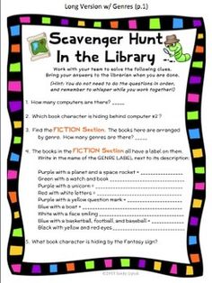 the scavenger hunt in the library is an engaging activity for students to practice reading