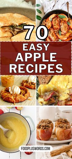 the top ten apple recipes are shown in this collage with text overlays