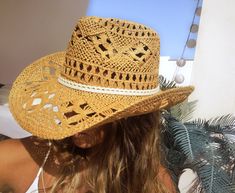 "Hats for women, bohemian hats, boho hats, cowgirl hats, straw cowboy hat, stetson hats, cowboy hats, straw hat, sun hat, buy online cowboy hats for women, sun hats, beach hats, custom hats & personalized hats for women. Jewelry & fashion accessories, original designs by kekugi. Best gift ideas !! This Stylish cowboy hat is accented with a ivory crochet This hat is soft yet supple, making it light to wear yet durable to last for years. These womens hats are perfect for any summer activit Fitted Brown Straw Hat For Vacation, Fitted Straw Hats For Rodeo, Fitted Brown Panama Hat For Beach, Fitted Brown Hat For Summer, Fitted Brown Summer Hats, Natural Color Hat Bands For Rodeo In Spring, Wide Brim Straw Hat For Rodeo, Fitted Wide Brim Straw Hat For Rodeo, Western Fedora For Ranch