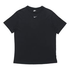 (WMNS) Nike Solid Color Casual Round Neck Short Sleeve Black T-Shirt DH4256-010 (Women's) Classic Short Sleeve T-shirt, Nike Basic Short Sleeve T-shirt, Basic Nike Crew Neck Top, Nike Basic Crew Neck T-shirt, Nike Shirts Women's, Uniform Ideas, Poses Aesthetic, Black Shirts, T Shirt Png