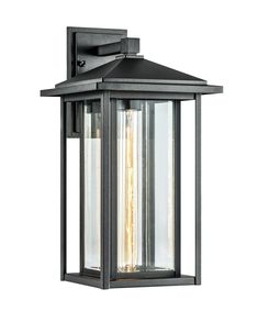 The Caldwell Outdoor Wall Sconce puts a twist on the traditional stagecoach lamp with its clean and modern design. A Matte Black frame supports the Clear Glass panes protecting the Edison Tube bulb. Place the Caldwell in any outdoor space in need of extra lighting. Available in two sizes. Wet Location Rated. UL and ETL listed. Exterior Finishes, House Redesign, Coach Lights, Black Outdoor Wall Lights, Outdoor Wall Lantern, Wall Lantern, Outdoor Wall Lights, Black Walls, Light Wall