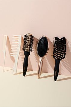 Gold Detangling & Smoothing Brush | The Hair Edit Hair Salon Pictures, Hairstylist Branding, Salon Pictures, Hair Photography, Hair Supplies, Best Brushes, Detangling Brush, Hair Brushes, Hair Essentials