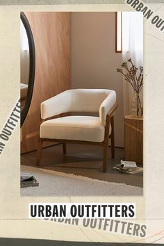 an advertisement for urban outfitters featuring a chair in front of a mirror with the words urban outfitters written on it