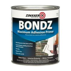 White, Zinsser Flat Bondz Maximum Adhesion Primer- Quart, 4 Pack: Is an acrylic bonding primer designed for priming difficult to paint surfaces. Use on interior and exterior surfaces to promote maximum adhesion over building material plastics, including PVC sheeting & piping, vinyl, non-ferrous metals such as aluminum doors and window frames, aluminum flashing and trim and more. Apply any top coat finish including oil-based enamels, waterbased acrylics, epoxies, urethanes, and lacquer. Water Based Primer, Fleet Farm, Best Primer, Peeling Paint, Surface Water, Paint Primer, Painting Trim, Paint Supplies, Painting Cabinets