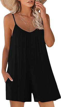 Womens Casual Sleeveless Strap Loose Adjustable Jumpsuits Stretchy Shorts Romper with Pockets.

Love this romper so comfy and soft. I pair it with a short crop top or sports bra underneath. Casual Summer Rompers, Romper Casual, Romper Long Pants, Stretchy Shorts, Amazon Favorites, Shorts Romper, Casual Rompers, Sleeveless Rompers, Womens Casual