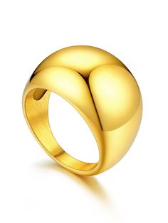 PRICES MAY VARY. 【Chunky Gold Rings】Simple Dome Design, minimalist style never out of fashion. 【Material】High Quality 100% 316L Stainless Steel made, 18k gold plated/cool black plated, durable & Long Lasting; lead & nickel free, hypoallergenic. Smooth polished surface, wear comfortable. 【Size】Width: 16mm, Thick: 2mm; Weight: 11.7g. Ring size choice from US 07#-12#. 【Gold Pinky Rings for Women】 Perfect stylish rings for mom, wife, girlfriend, friends, daughter, sister and niece. It is also a perf Gold Pinky Rings, Chunky Gold Rings, Black Statement Ring, Pinky Rings For Women, Dome Rings, Pinky Rings, Gold Pinky Ring, Gold Rings Simple, Prom Jewelry