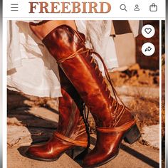 Freebird Coal Laceip Leather Boots Nwot Wide Calf Leather Boots, Freebird Boots, Chic Dresser, Potato Sack, Handcrafted Boots, Freebird By Steven, Tall Leather Boots, Estilo Chic, Brown Heels