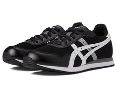 ASICS Sportstyle Tiger Runner - Men's Shoes : Black/White 2 : Make tracks with the classic profile and stylish approach of the ASICS Tiger Runner sneakers. Heritage runner silhouette inspired by classing running shoes. Durable synthetic leather and breathable mesh uppers. Traditional lace-up closure for optimum fit. Lightly-padded collar and tongue provides a snug, comfy fit. Textile linings with cushioned footbed for added comfort. Low-profile EVA midsole. Flexible rubber outsole for durable we Asics Tiger Runner, Runner Silhouette, Classic Profile, Asics Sportstyle, Asics Tiger, Mens Shoes Black, Onitsuka Tiger, Comfy Fits, Shoes Black