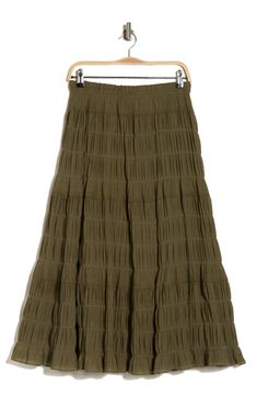 Slip into this textured knit midi skirt crafted from cotton and complete with a stretchy waistband for all day comfort and style. 34" length (size S)
 Elastic waist Pulls on 97% cotton, 3% spandex Hand wash Imported Model stats: 5'10" height, 32" bust, 25" waist, 36" hip. Model is wearing size S. Wardrobe Reset, Green Midi Skirt, Lace Midi Skirt, Knit Midi Skirt, Work Style, Lace Midi, Work Clothes, Knit Midi, Green Lace