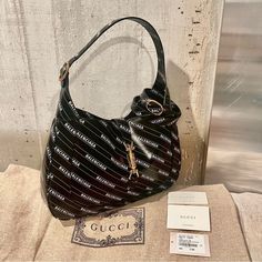 Gucci X Balenciaga X The Hacker Project ‘Jackie 1961’ Leather Medium Crossbody Hobo Bag. Includes Detachable Crossbody Shoulder Strap And Limited Edition Gucci X Balenciaga Dust Bag. Retail Price: $3,200 (Usd) Black / Mystic White Width: 13.8" Inches Height: 12.6" Inches Depth: 2.2" Inches Handle Drop: 7.5" Inches Detachable Shoulder Strap Drop 20.5" Made In Italy Be Sure To Check Out My Other Items For Sale Gucci X Balenciaga, Black Mystic, The Hacker, Hobo Crossbody Bag, Bags Gucci, Balenciaga Bag, Hobo Bag, Gucci Bag, Leather Crossbody