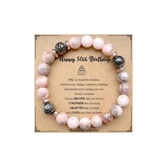 PRICES MAY VARY. 50th Birthday Gifts for Women: Sweet 50th birthday gifts for women, Great gift idea for friend, gifts for mom, grandma gifts, mom gifts, grandma birthday gifts, sister birthday gift ideas. Natural stone bracelets for women, motivational and inspirational gifts for women Material: This bracelet is made of 8mm natural stone, possess low density and light weight. Each bead is carefully selected and hand polished to pursue its gloss and integrity. It's sturdy and suitable for any oc Mom Gifts From Daughter, Small Gifts For Women, Inspirational Gifts For Women, Gifts Sister, 50th Birthday Gifts For Woman, Happy 60th Birthday, Gifts Mom, Birthday Gifts For Grandma, Birthday Bracelet