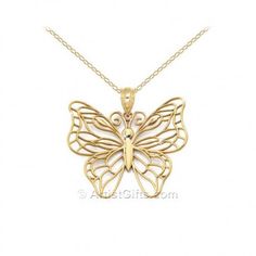 14k Gold Butterfly Pendant Necklace, Made in the USA 14k Gold Butterfly Necklace, Butterfly Jewellery, Butterfly Rings, Gold Butterfly Necklace, Necklace Styles, Butterfly Necklace Gold, Wing Design, Butterfly Gifts, Butterfly Pendant Necklace