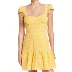 Nwot Betsey Johnson Cap Sleeve Eyelet Knit Dress Yellow. Size L Cap Sleeve Dress, Betsey Johnson Dresses, Dress Yellow, Capped Sleeve Dress, Yellow Dress, Cap Sleeve, Betsey Johnson, Yellow White, Knit Dress