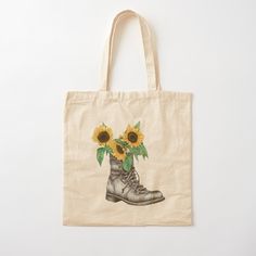 100% cotton reusable shopping carry bag with digital print on one side. Add these adorable Watercolor Sunflowers in Boots, designs to your wardrobe, use them to decorate the home, or give to family and friends as the perfect gift who love sunflowers. Casual Cotton Canvas Bag For Spring, Spring Shopping Canvas Cotton Bag, Spring Cotton Canvas Shopping Bag, Casual Canvas Bag For Gift, Watercolor Sunflowers, Watercolor Sunflower, Cotton Tote Bag, Carry Bag, Carry On Bag