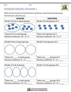 the worksheet for dividing division