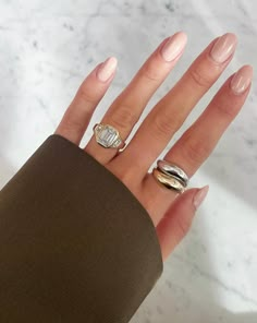 14k solid gold Width at widest point: 7 mm Width at shortest point: 2 mm Mix Metal Wedding Ring Stack, Multi Rings On Hand, Mix Metal Rings, Mixed Metals Wedding Stack, Classy Ring Stack, Silver And Gold Jewelry Mixing Rings, Mixed Metals Ring Stack, Kissing Rings, Mixed Metal Jewelry Stack