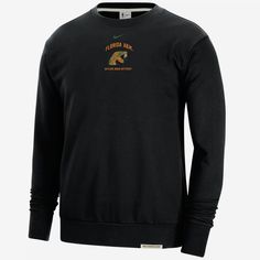 The Rattlers hold a unique place within the cultural fabric and tapestry of FAMU, personifying the promise of representation for generations to come. Honor your school and gear up for game day in this Standard Issue sweatshirt. Nike Game Day Fan Apparel Sweatshirt, Nike Collegiate Sweatshirt For Fan Gear, Black Collegiate Sweatshirt With Embroidered Logo, Black Fall Fan Gear Sweatshirt, Black College Sweatshirt With Embroidered Graphics, Black Embroidered Sweatshirt For College, Black Collegiate Sweatshirt For Fan Merchandise, Black Crew Sweatshirt For Fan Gear, Black Collegiate Sweatshirt With Team Logo