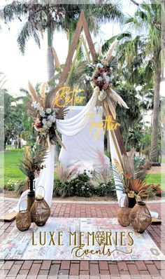 wedding floral boho ceremony Triangle Wedding Arbor With Drape, Triangle Arch With Drapery, Wedding Triangle Arch With Drapes, Triangle Wedding Arch With Fabric, Wedding Triangle Arch Ideas, Triangle Arch Decor, Double Triangle Wedding Arch, Triangle Wedding Arbor, Triangle Arch Wedding