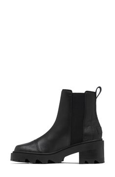 An essential Chelsea boot with a sleek, waterproof leather upper and lug sole can easily be styled up or down to match your mood. Waterproof: protects against rain, puddles and slush to keep feet dry in wet conditions 2 1/4" heel; 3/4" platform (size 8.5) 5 3/4" shaft Pull-on style with elastic gore insets Removable insole Leather and textile upper/textile and synthetic lining/rubber sole Imported Winter Everyday Ankle Boots, Everyday Ankle Boots For Winter, Everyday Winter Ankle Boots, Everyday Fall Boots With Reinforced Heel, Black Chelsea Boots For Outdoor Fall Events, Black Chelsea Boots For Fall Outdoor Activities, Black Chelsea Boots For Fall Outdoor, Everyday Winter Leather Boots, Black Waterproof Chelsea Boots For Outdoor