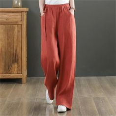 Women Casual Solid Color High Waist Loose Big Yards Wide Leg Pants Features: Winter needs fleece leggings to keep you warmer Stylish and fashion design make you more attractive It is made of materials, enough for your daliy wearing Winter must-have, can be worn with sweaters, shirts,, coats This is a great gift for your lovers or yourself Product Description: Season:Spring,Summer Gender:Women,Girls Style:Fashion,Sweet Material:Imitation cotton linen Pattern Type:Printed Decoration: None What you Cotton Linen Pants, Cotton Sweatpants, Pants Loose, Wide Leg Linen Pants, Linen Pants Women, Summer Pants, Pantalon Large, Loose Pants, Ankle Length Pants