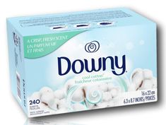 a box of downy cotton on a white background