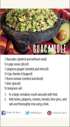 a recipe for guacamole is shown in this image