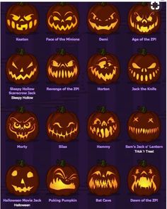 pumpkins that have been carved to look like jack o lanterns