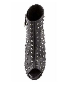 The Gabriel Studded Peep Toe Bootie by Rock & Republic features: All-over leather material. Pointed round stud embellishments throughout. Side zipper closure. Peep toe design. Spiked zipper pull. 6"stiletto heel with 1.5" platform. Chevron Jewelry, Gucci Shop, Woven Chain, Bootie, Sneaker Jewelry, Toe Designs, Metal Necklaces, Collar Necklace, Custom Shoes