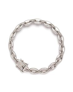 For a smooth and cultured style, choose the Gina Gold Chain Link Bracelet. Made with 14k gold-plated authentic sterling silver, the finish is one that shines with intensity. Chunky, oval-shaped links are connected with clear diamonette bedazzled bands to complete the look. With a double safety clasp to ensure it stays in place, this gorgeous piece exudes opulence for any occasion. By day, it adds a signature touch to your wardrobe while by night, it can bring out the elegance of any understated Chain Link Bracelet Silver, Affordable Jewelry, Metal Earrings, Chain Link Bracelet, Link Bracelets, Gold Chain, Chain Link, Gold Chains, Silver Bracelet