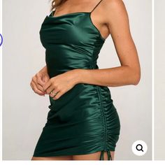 Size: Small Hunter Green Adorable Cinch On The Size Perfect Going Out Dress! Alx Boutique In Miami Florida Chic Green Drawstring Dress, Green Mini Dress With Ruched Sides For Night Out, Hoco Ideas, Going Out Dress, Ruched Mini Dress, Out Dress, Hoco Dresses, Going Out Dresses, Miami Florida