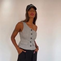 New With Tags ** Zara Grey Vest . Asymmetrical Sleeve. Super Cute And Trending ! Size Xs. Fits Tts . Best Fit 23-24” Waist Bust 32a Or Smaller . For I’m 32b Bust And 25” And It’s Snug . Sold Out On Website And Stores . Gray Fitted Asymmetrical Top, Fitted Gray Asymmetrical Top, Fitted Asymmetrical Gray Top, Zara Vest, Grey Vest, Vest Top, Zara Tops, Black And Grey, Super Cute