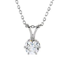 Beauty Is In The Eye Of The Beholder, A Perfect Diamond Is The One You Consider Beautifully Perfect For You. This Shimmering Solitaire Necklace Features A 5mm, I1 Clarity, G-H Color, Natural Diamond In A 6-Prong Pendant Of 14k White Gold With A Split Bail. It Is Suspended On A Matching 1mm Width, 18 Inch Long Diamond-Cut Cable Chain Finished With A Spring Ring Clasp. The Diamond Weight Is 1/2 Carat. Black Bow Item Number: N10489 Classic Vvs Clarity Diamond Necklace, Timeless Sterling Silver Diamond Necklace With Prong Setting, Classic White Gold Necklaces With Brilliant Cut, Fine Jewelry White Gold Round Cut Diamond Necklace, Fine Jewelry White Gold Diamond Necklace With Prong Setting, Classic White Gold Diamond Necklace With Round Pendant, White Gold Necklace With Prong Set Lab Grown Diamonds, Classic Sterling Silver Diamond Necklace With Brilliant Cut, Oval Solitaire Necklace In White Gold