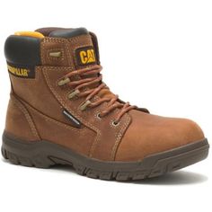 CAT Men's Invader Comp Toe Waterproof Hiker Work Boot -Coffee- P91541 Brown Winter Work Boots For Adventure, Rugged Wear-resistant Brown Work Boots, Brown Wear-resistant Hiking Boots For Outdoor Work, Brown Wear-resistant Work Boots For Outdoor, Brown Wear-resistant Outdoor Boots, Wear-resistant Brown Hiking Boots For Outdoor Activities, Brown Wear-resistant Work Boots With Round Toe, Brown Weatherproof Safety Boots, Brown Slip-resistant Adventure Boots