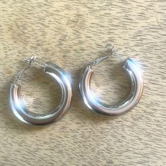 Brand New Thick Silver Hoop Earrings, Everyday Metal Hoop Clip-on Earrings, Everyday Hoop Clip-on Earrings, Chic Silver Round Clip-on Earrings, Luv Aj, Earrings Color, Silver Hoops, Silver Hoop Earrings, Cute Jewelry