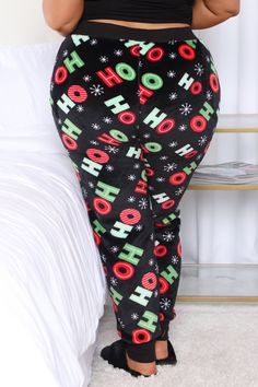 Available In Black/combo. Plush PJ Leggings Perfect For The Holidays! Wide Leg Pant Drawstring Waist Ho Ho Ho Print Full Stretch Disclaimer: Print Placement Will Vary Final Sale 100% Polyester Imported | Ho Ho Ho Plush PJ Joggers in Black size Large by Fashion Nova Stretch Black Bottoms For Christmas, Black Bottoms For Christmas Loungewear, Black Christmas Loungewear Bottoms, Black Loungewear Bottoms For Christmas, Pj Leggings, Wide Leg Pant, Print Placement, Ho Ho Ho, Womens Loungewear