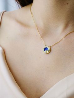 Discover timeless elegance with our Dainty Lapis Lazuli Pendant Necklace, a vintage-inspired masterpiece that effortlessly marries classic style and contemporary grace. The pendant features an Lapis Lazuli at its center, radiating a captivating blue hue. It is a mesmerizing pendant necklace for women or girls. The unique handmade blue stone pendant also makes an ideal gift for your girlfriend, new mom, wife, or daughter. D E T A I L S: - Material: sliver - Colours: gold, - Material: 925 sterling Blue Stone Pendant, Lapis Lazuli Pendant, Lapis Lazuli Necklace, Necklace Blue, Gifts For Your Girlfriend, Blue Necklace, Style Classique, Necklace Sterling Silver, Stone Pendant