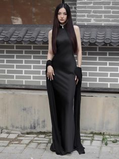 Silk Wedding Guest Dress, Summer Prom Dress, Dress Date, Silk Dresses, Floor Length Dress, Date Dresses, Silk Wedding, Black Maxi, Floor Length Dresses