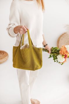 "Small linen bag perfect for everyday use. Beautifully made of soft heavyweight linen, with an extra linen lining inside. Linen is environmentally friendly, durable, and looks better and better with age. Which is your favorite color? Olive / Ocean / Terracotta Size: Height: 22 cm / 8\" Length: 26 cm / 10\" Width: 17 cm / 7\" Handles: 18 cm / 7\" (Strap drop length) *Custom size available. Please feel free to contact us. We will be happy to help you! Quantity: 1 linen bag of the selected color. - Everyday Linen Tote Canvas Bag, Everyday Linen Canvas Tote Bag, Everyday Linen Tote Bag, Eco-friendly Linen Canvas Bag For Daily Use, Everyday Rectangular Linen Canvas Bag, Linen Hobo Tote Bag For Daily Use, Everyday Linen Canvas Bag With Pockets, Everyday Large Capacity Linen Canvas Bag, Eco-friendly Linen Bag For Daily Use