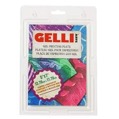 a package of gelli pastes in pink, purple and green colors on a white background