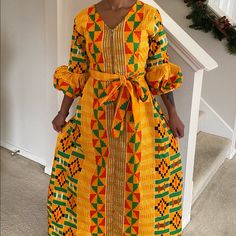 African Ankara Kente Handmade Women Full Length Maxi Long Dress Made With Polycotton Fabrics Model Is Wearing Size 4 Contact Me For Questions About This Dress Ghana Kente Cloth, Tropical Maxi Dress, Dresses African, African Fashion Designers, Orange Maxi Dress, Maxi Long Dress, Kente Cloth, Cotton Long Dress, Cami Maxi Dress