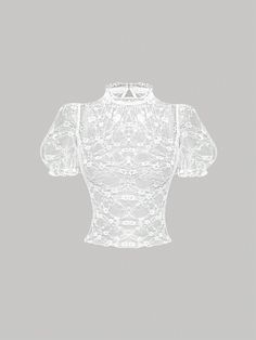 Vintage Romantic See-Through Lace Bud Neck Short Sleeve Top Summer Women Tops White Sexy  Short Sleeve Knitted Fabric Plain  Medium Stretch  Women Clothing, size features are:Bust: ,Length: ,Sleeve Length: Designing Clothes, White Lace Shirt, Mod Vintage, Lace Vest, Effortless Hairstyles, Top Vintage, Top Summer, Lace Shirt, Bow Hair Clips