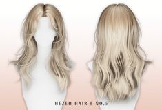 two wigs with long blonde hair are shown side by side