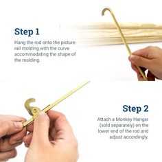 instructions for how to make a monkey hanger with wood dowels and metal hooks